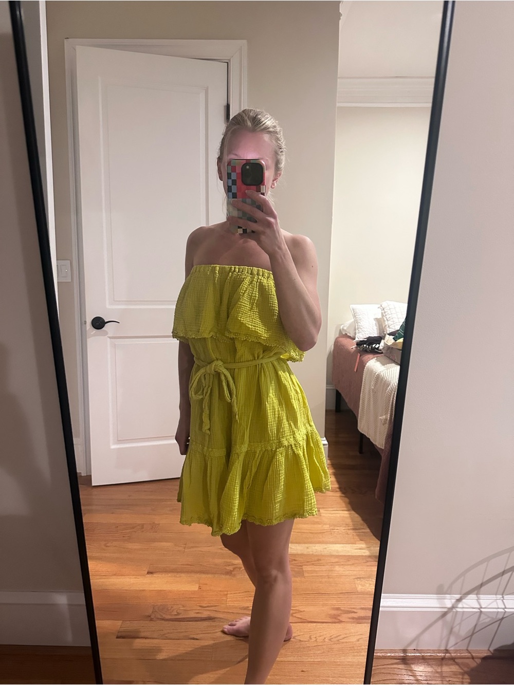 Daily Practice Lime Strapless Ruffle Dress - Picture 2 of 3